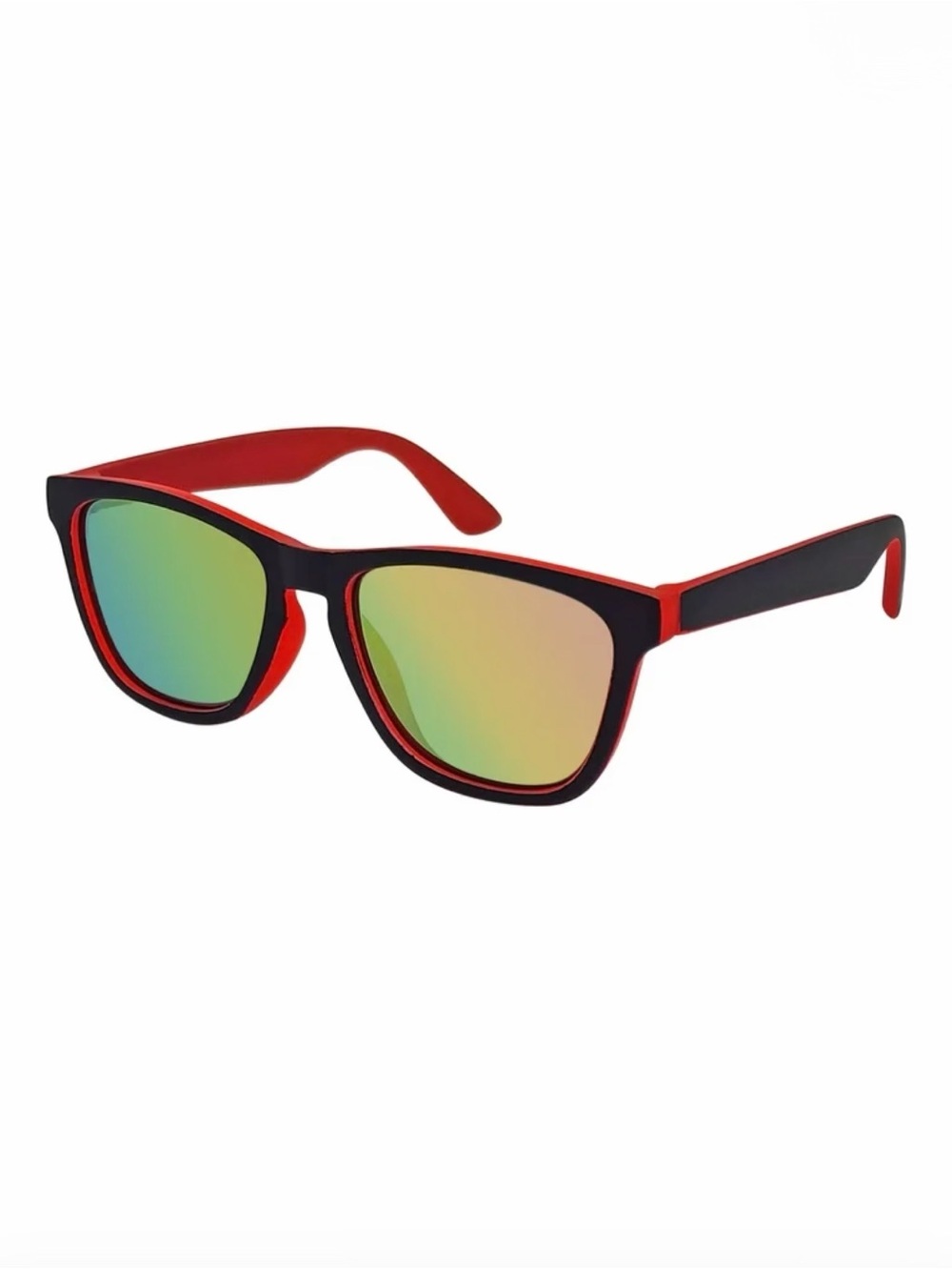 Wayfarer Full Rim Sunglasses with Red Mirrored Lenses - 100% UV Protection